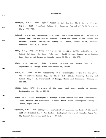 Tectonics of Hudson Bay in the Light of Geophysical Evidence Page 27