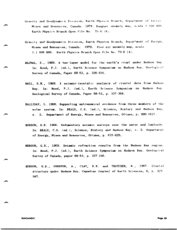 Tectonics of Hudson Bay in the Light of Geophysical Evidence Page 29