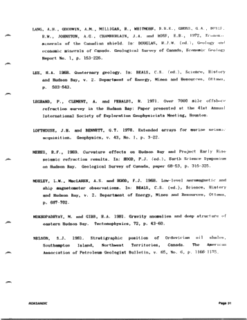 Tectonics of Hudson Bay in the Light of Geophysical Evidence Page 31