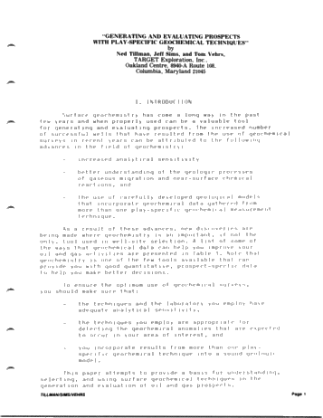 Generating and Evaluating Prospects With Play-Specific Geochemical Techniques Page 1