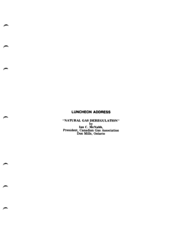 Luncheon Address - Natural Gas Deregulation Page 1