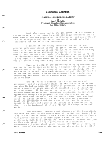 Luncheon Address - Natural Gas Deregulation Page 1