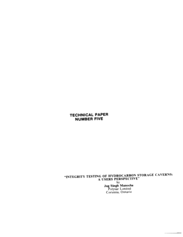 Integrity Testing of Hydrocarbon Storage Caverns: A User's Perspective Page 1