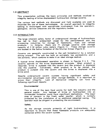 Integrity Testing of Hydrocarbon Storage Caverns: A User's Perspective Page 2