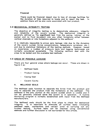 Integrity Testing of Hydrocarbon Storage Caverns: A User's Perspective Page 3