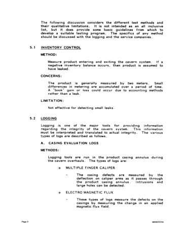 Integrity Testing of Hydrocarbon Storage Caverns: A User's Perspective Page 6
