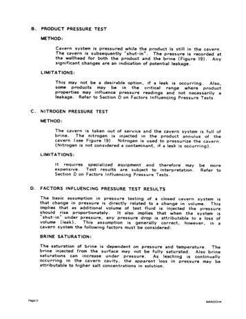 Integrity Testing of Hydrocarbon Storage Caverns: A User's Perspective Page 12