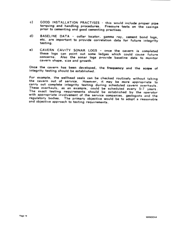 Integrity Testing of Hydrocarbon Storage Caverns: A User's Perspective Page 16