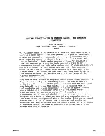 Regional Dolomitization in Cratonic Basins - the Evaporite Connection Page 1