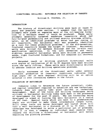 Directional Drilling: Rationale for Selection of Targets Page 1