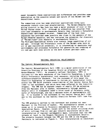 A Comparison of the Middle Proterozoic Balmat Evaporite Sequence With Niagaran and Cayugan Strata in the Michigan-Appalachian Basins Page 4