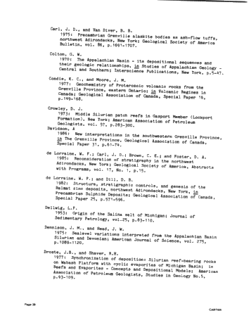 A Comparison of the Middle Proterozoic Balmat Evaporite Sequence With Niagaran and Cayugan Strata in the Michigan-Appalachian Basins Page 36