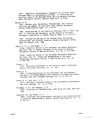 A Comparison of the Middle Proterozoic Balmat Evaporite Sequence With Niagaran and Cayugan Strata in the Michigan-Appalachian Basins Page 37