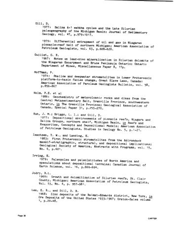 A Comparison of the Middle Proterozoic Balmat Evaporite Sequence With Niagaran and Cayugan Strata in the Michigan-Appalachian Basins Page 38