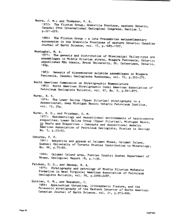 A Comparison of the Middle Proterozoic Balmat Evaporite Sequence With Niagaran and Cayugan Strata in the Michigan-Appalachian Basins Page 40