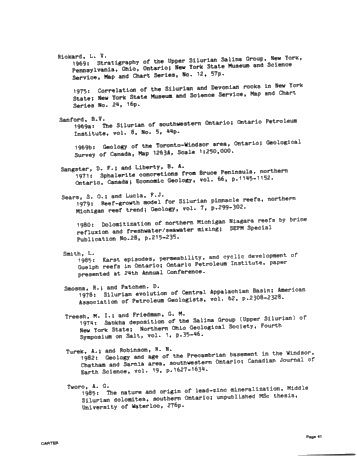 A Comparison of the Middle Proterozoic Balmat Evaporite Sequence With Niagaran and Cayugan Strata in the Michigan-Appalachian Basins Page 41
