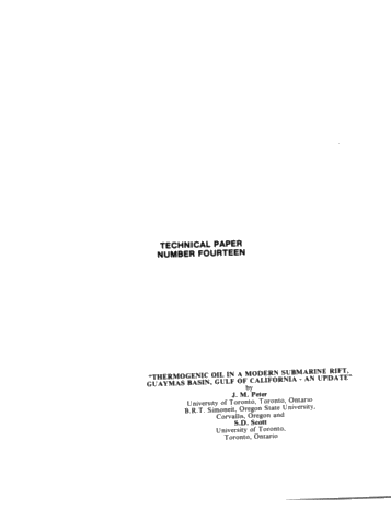 Thermogenic Oil in a Modern Submarine Rift,Guaymas Basin, Gulf of California - an Update Page 1