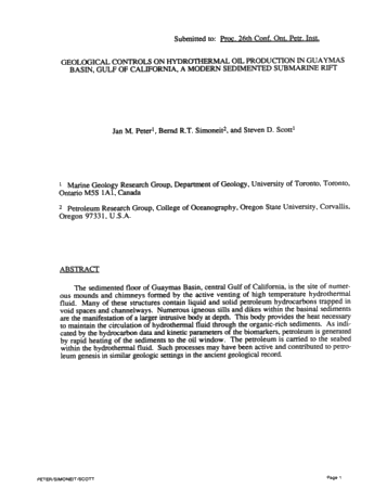 Thermogenic Oil in a Modern Submarine Rift,Guaymas Basin, Gulf of California - an Update Page 1