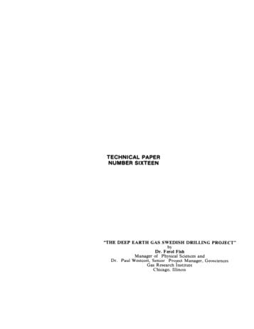 The Deep Earth Gas Swedish Drilling Project Page 1