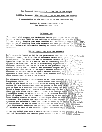 The Deep Earth Gas Swedish Drilling Project Page 1