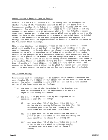 A Review of Ontario Securities Commission Policies Related to Junior Resource Issuers Page 10