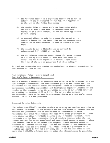 A Review of Ontario Securities Commission Policies Related to Junior Resource Issuers Page 11