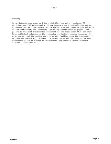A Review of Ontario Securities Commission Policies Related to Junior Resource Issuers Page 15
