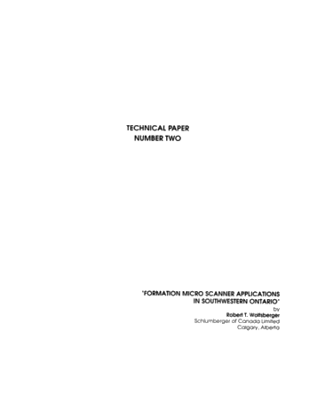 Formation Micro Scanner Applications in Southwestern Ontario Page 1