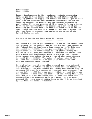Marketing Opportunities for Ontario Gas in the United States Page 2