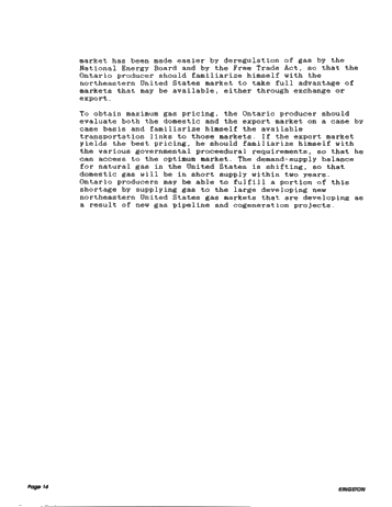 Marketing Opportunities for Ontario Gas in the United States Page 14