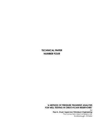 A Method of Pressure Transient Analysis for Well Testing in Ordovician Reservoirs Page 1