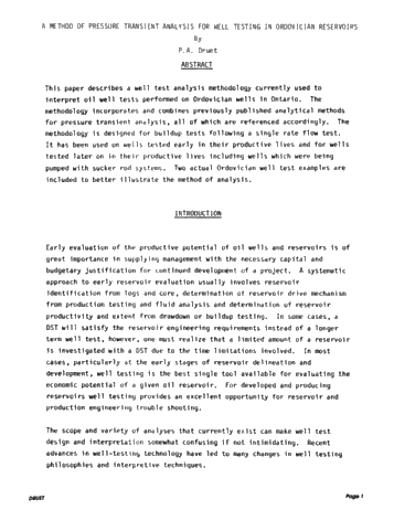 A Method of Pressure Transient Analysis for Well Testing in Ordovician Reservoirs Page 1