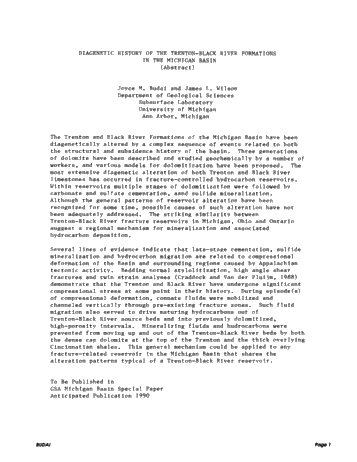 Diagenetic History of the Trenton-Black River Formations in the Michigan Basin Page 1