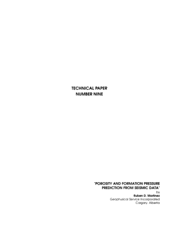 Porosity and Formation Pressure Prediction From Seismic Data Page 1