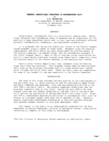 Trenton (Ordovician) Structure in Northwestern Ohio Page 1