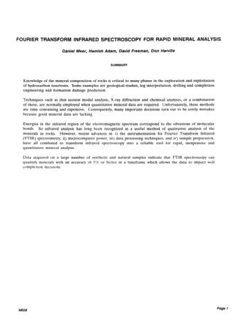 Fourier Transform Infrared Spectroscopy for Rapid Mineral Analysis Page 1