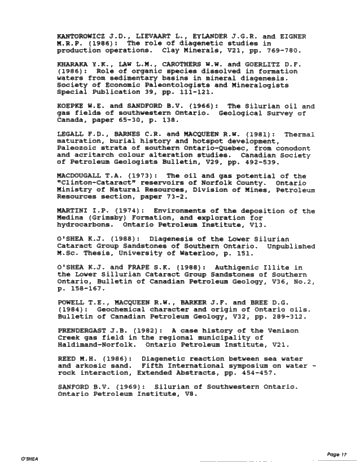 Diagenesis of the Cataract Group Sandstones: Implications for Oil and Gas Production in Southern Ontario Page 17
