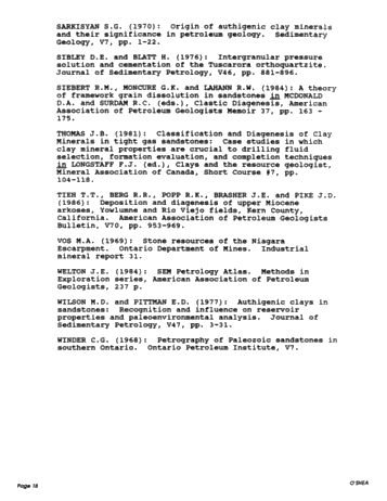 Diagenesis of the Cataract Group Sandstones: Implications for Oil and Gas Production in Southern Ontario Page 18