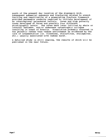 The Enigma of Karst Features in the Trenton and Black River Groups of Southwestern Ontario: Fact or Fantasy? Page 2