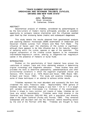 Trace Element Geochemistry of Ordovician and Devonian Trilobite Cuticles, Ontario and New York State Page 1