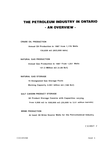 Disposal of Oilfield Brine, Drilling Fluids and Drill Cuttings in the Province of Ontario Page 5