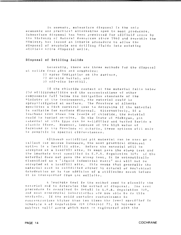Disposal of Oilfield Brine, Drilling Fluids and Drill Cuttings in the Province of Ontario Page 14