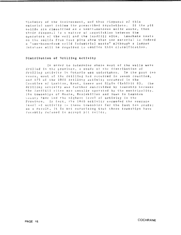 Disposal of Oilfield Brine, Drilling Fluids and Drill Cuttings in the Province of Ontario Page 16