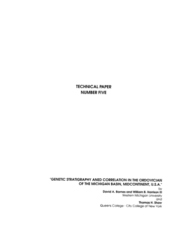 Genetic Stratigraphy and Correlation in the Ordovician of the Michigan, Basin, Midcontinent, U.S.A. Page 1