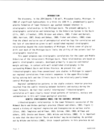 Genetic Stratigraphy and Correlation in the Ordovician of the Michigan, Basin, Midcontinent, U.S.A. Page 2