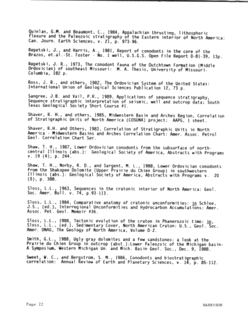 Genetic Stratigraphy and Correlation in the Ordovician of the Michigan, Basin, Midcontinent, U.S.A. Page 22
