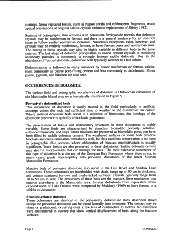 Dolomitization of Ordovician Limestones in the Manitoulin Island Area: Preliminary Results Page 4