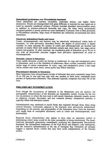 Dolomitization of Ordovician Limestones in the Manitoulin Island Area: Preliminary Results Page 5