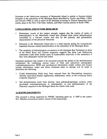 Dolomitization of Ordovician Limestones in the Manitoulin Island Area: Preliminary Results Page 6