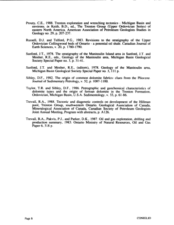 Dolomitization of Ordovician Limestones in the Manitoulin Island Area: Preliminary Results Page 8